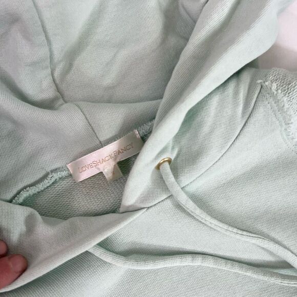 LoveShackFancy Sweatshirt Womens Small Light Green Long Sleeve Pullover Hooded - Picture 4 of 12